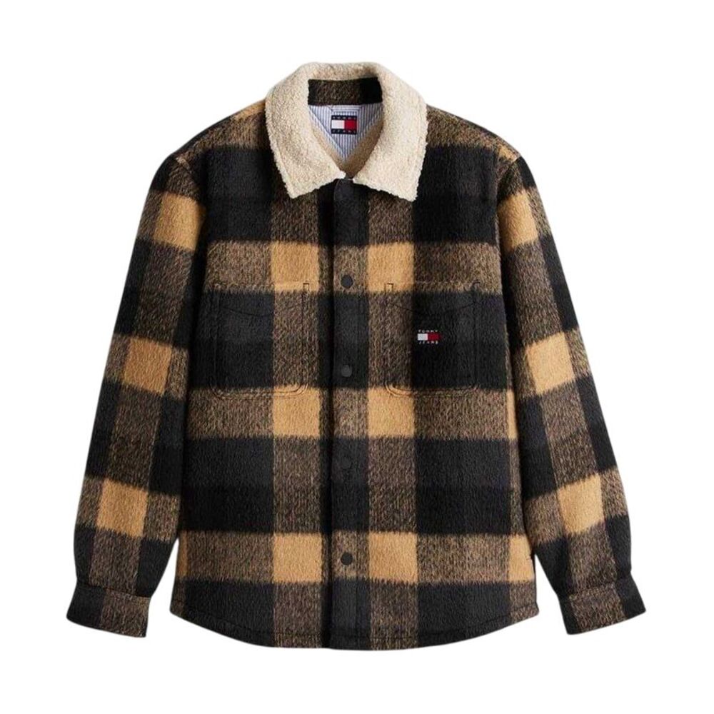 Tommy Jeans Mens Plaid Borg Regular Overshirt / Red/Black